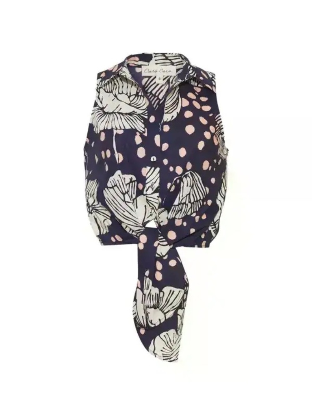 CARA CARA Highland Floral-Print Tie-Waist Top - Blue - Size XS